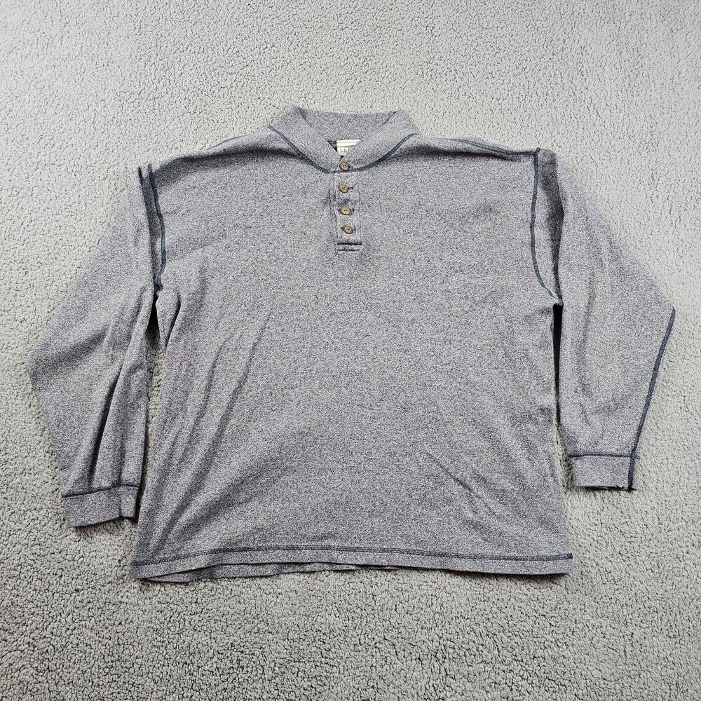Vintage LL Bean Shirt Mens Large Gray Henley Hike Camp USA Made OAW66 VTG